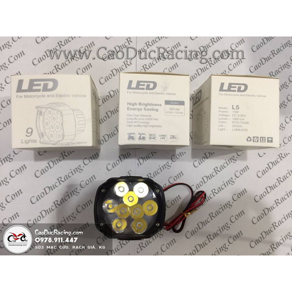 Led trợ sáng mini L5 - 9 Tim Led CREE 15w - Siêu Rẻ -Siêu Sáng