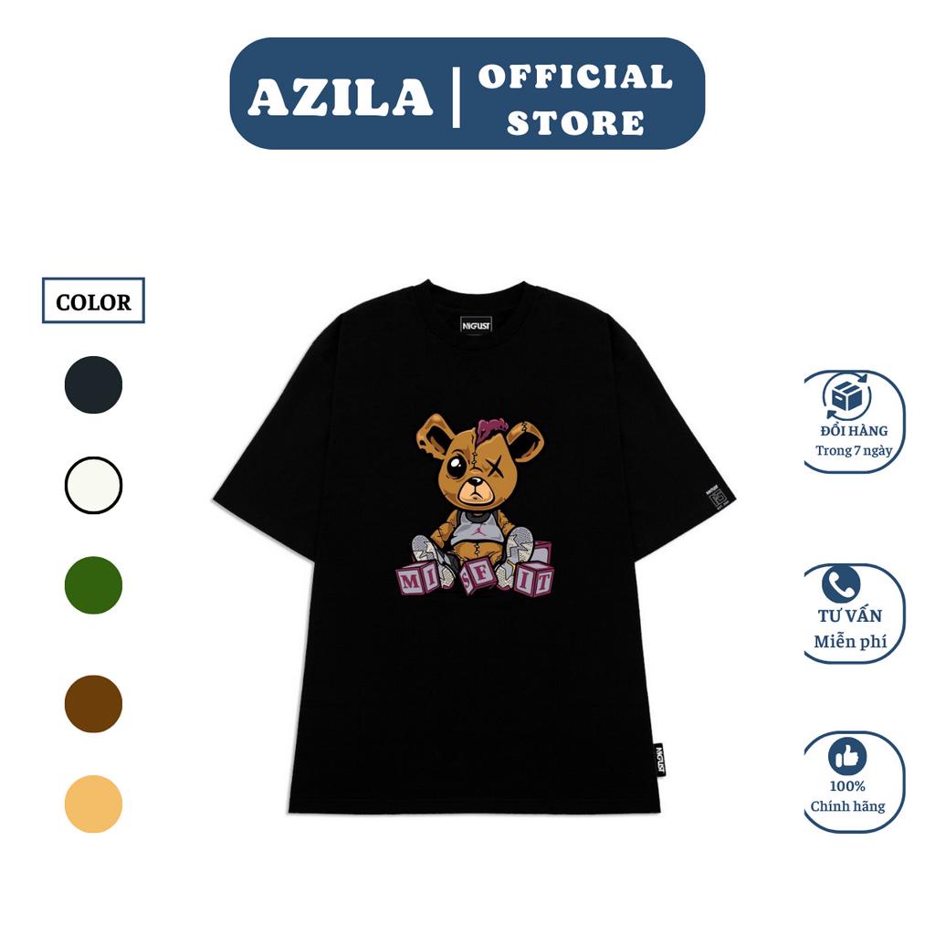 Áo thun Nam Nữ Local Brand thương hiêu AZILA216 Tay lỡ From rộng In gấu chất liệu cotton 260Gsm