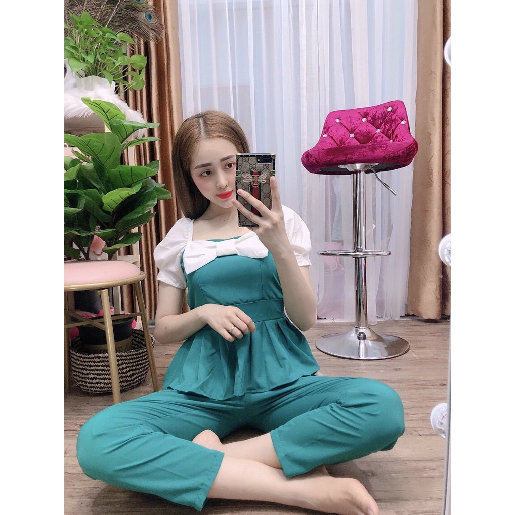 set đò bộ lụa cộc tay quần dài fom dươi 55 kg siêu đẹp