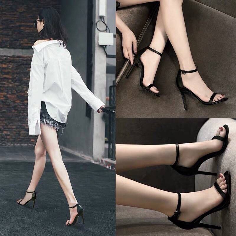 FREESHIP sandal nữ quai ngang cao gót nhọn 9p form chuẩn