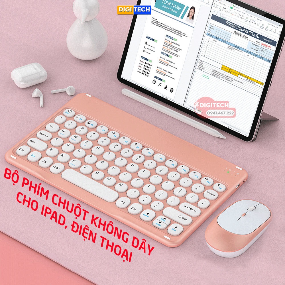 Bộ bàn phím chuột bluetooth không dây cao cấp cho điện thoại,máy tính bảng, iphone, ipad , PC, Macbook