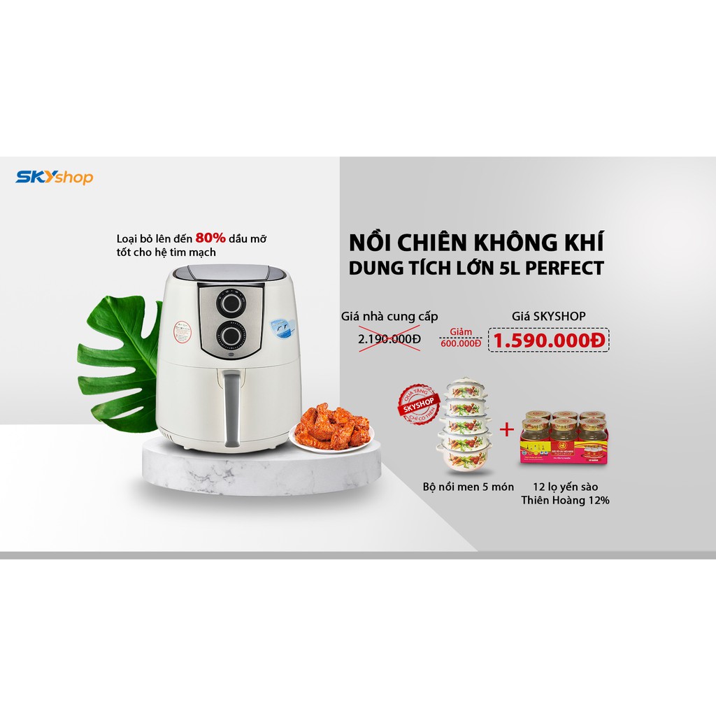 Nồi Chiên Không Dầu 5L GLA 768 Perfect Kèm Quà Tặng