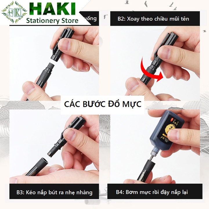 [Mã 11LSSALE giảm 100% đơn 50k] Bút brush pen viết calligraphy HAKI, bút viết thư pháp có thể đổ thêm mực B47