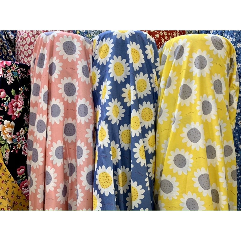 vải thô cotton hoa hướng dương mặt trời mịn mát