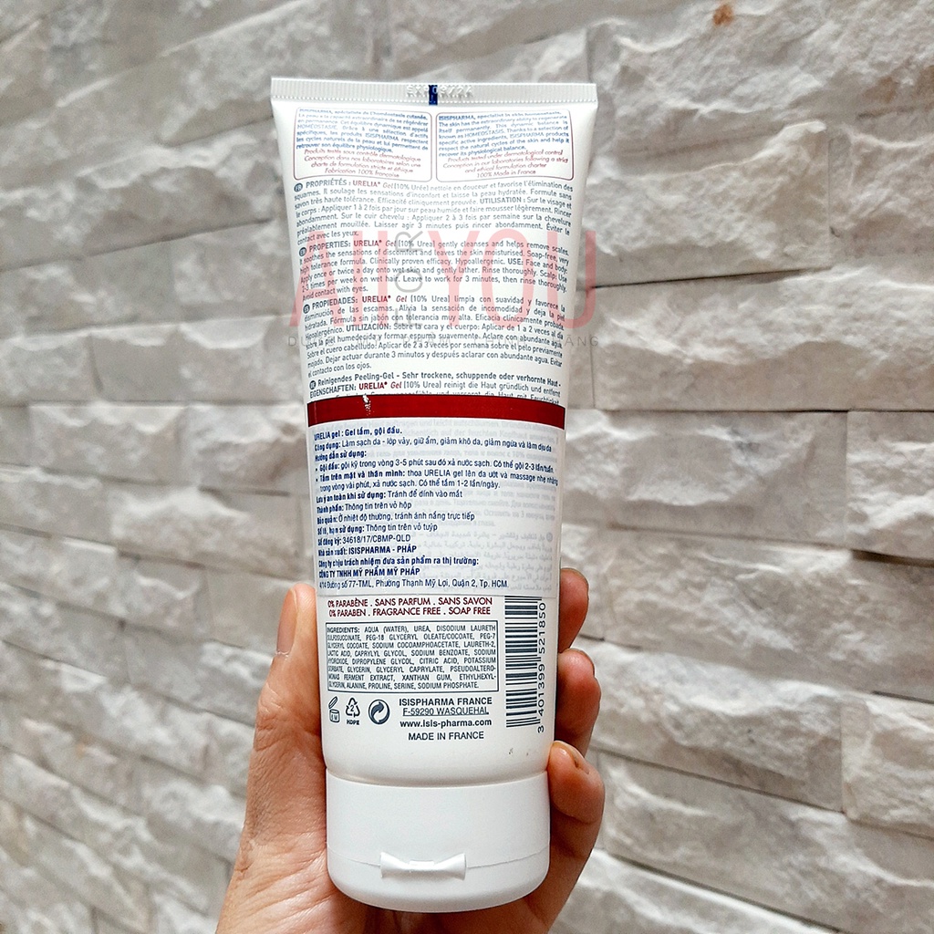 ISIS PHARMA Urelia Gel 200mL - Gel Tắm Cho Da Bị Kích Ứng, Tăng Sừng.