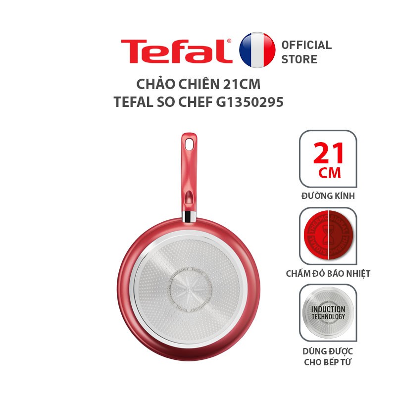 Chảo chiên chống dính đáy từ Tefal So Chef 21cm Đỏ - Hàng chính hãng- bảo hành toàn quốc
