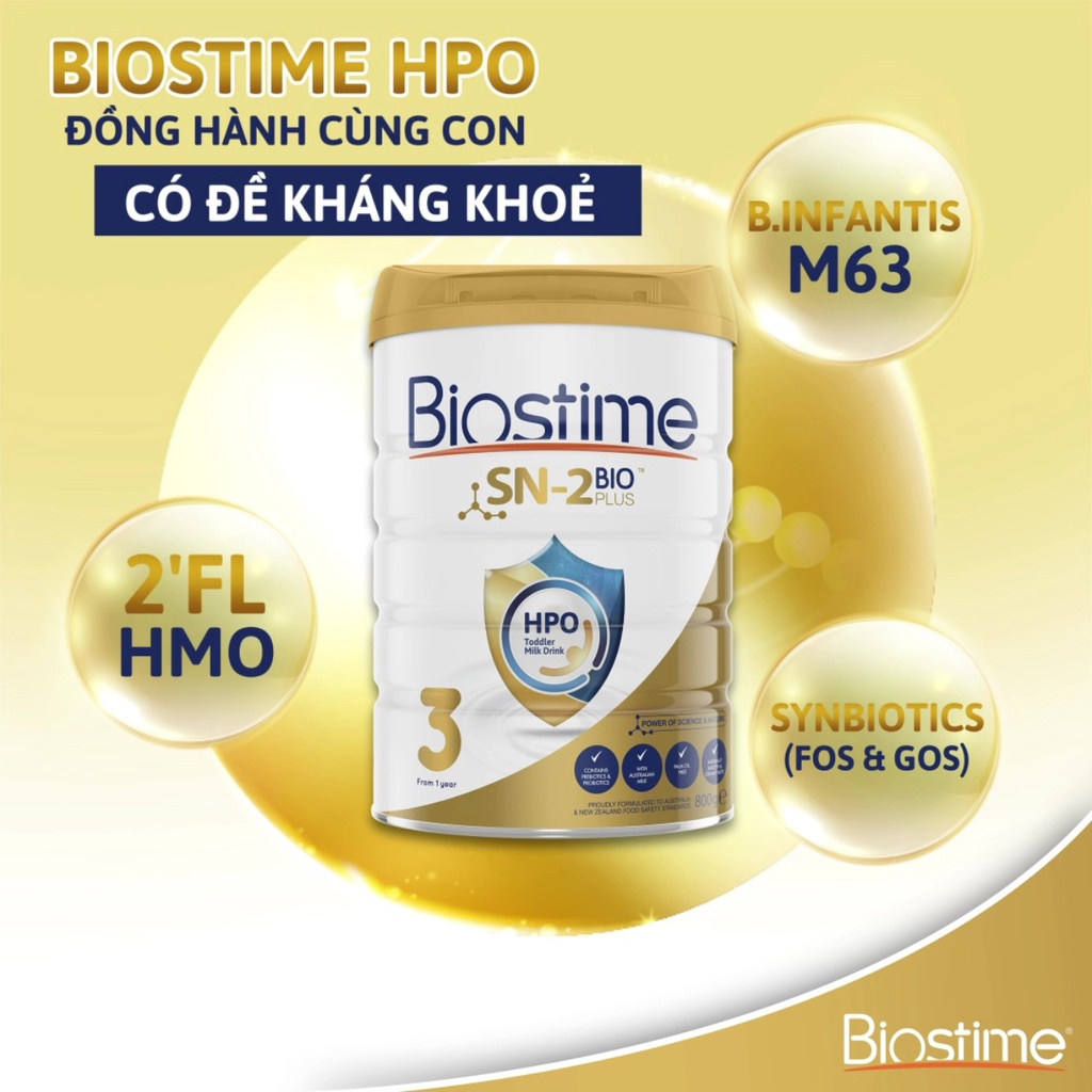 [DATE 2024] Sữa bò BIOSTIME SN2 Bio Plus HPO (nội địa Úc) đủ số lon 800g
