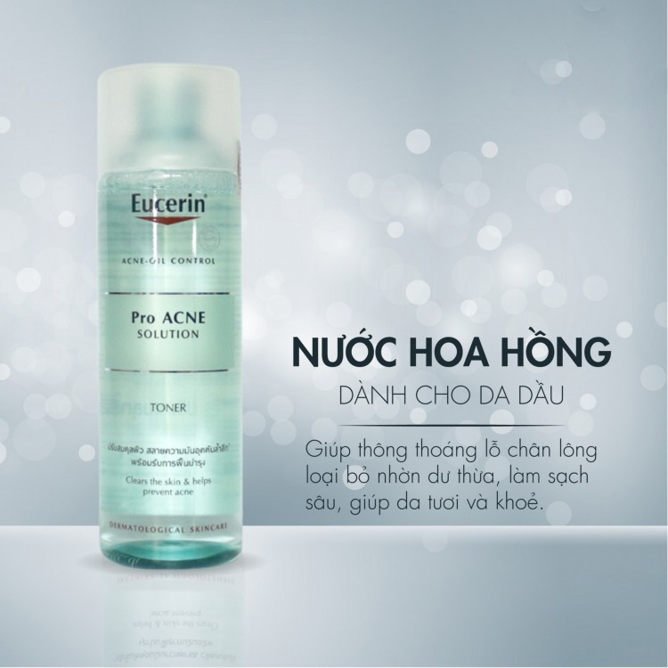 Eucerin Pro ACNE Solution Toner - Nước Hoa Hồng dành cho da dầu, mụn ( chai 200ml Chính Hãng)