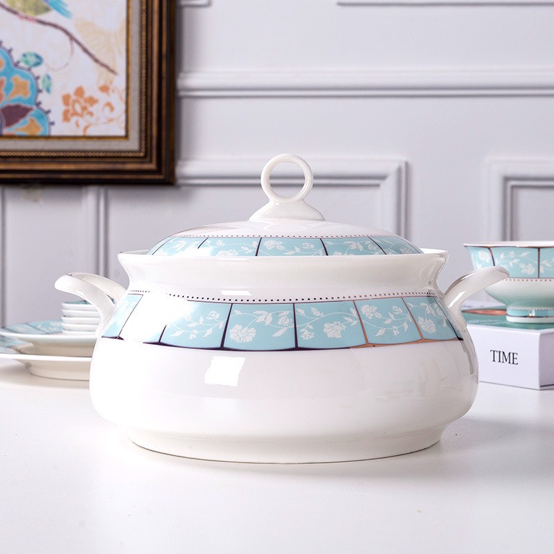 Set bàn ăn sứ xương xanh ngọc 60 món bát đĩa sứ xương cao cấp hàng có sẵn