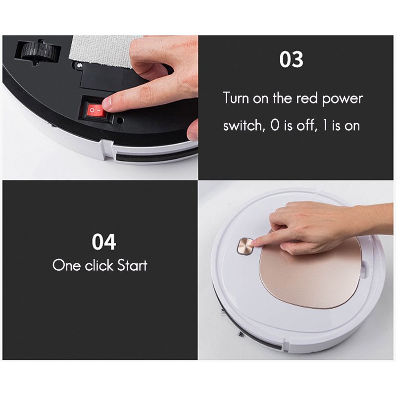 Smart Robot Vacuum Cleaner Household Multifunctional 3-In-1 Cleaning Appliances Wireless Automatic Vacuum Cleaner,Gold