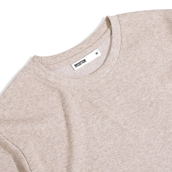 Áo Thun Gân Ngắn Tay Cổ Tròn Đốm Cà Phê Nhạt BY COTTON Spot Ribbed Fabric Tee