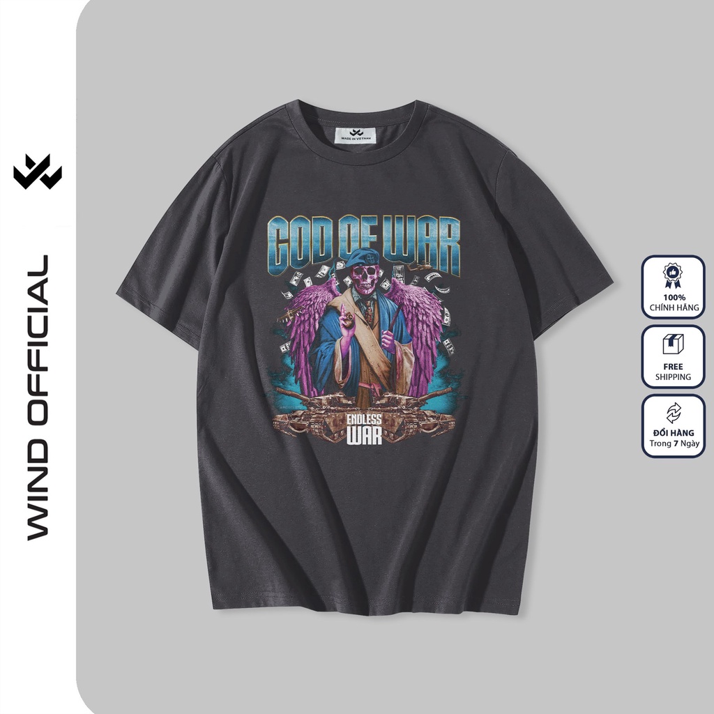 Áo thun tay lỡ unisex WIND phông form rộng GOD thời trang nam nữ oversize ulzzang