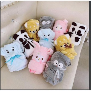 CHĂN Ủ LÔNG CỪU CÓ MŨ CHO BÉ pp