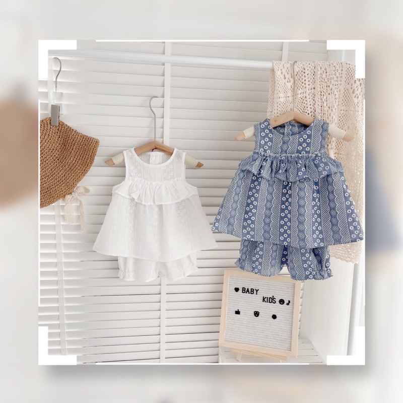 Bộ hè ba lỗ thô boi mềm cho bé gái 8-21 kg (6 tháng -6 tuổi)