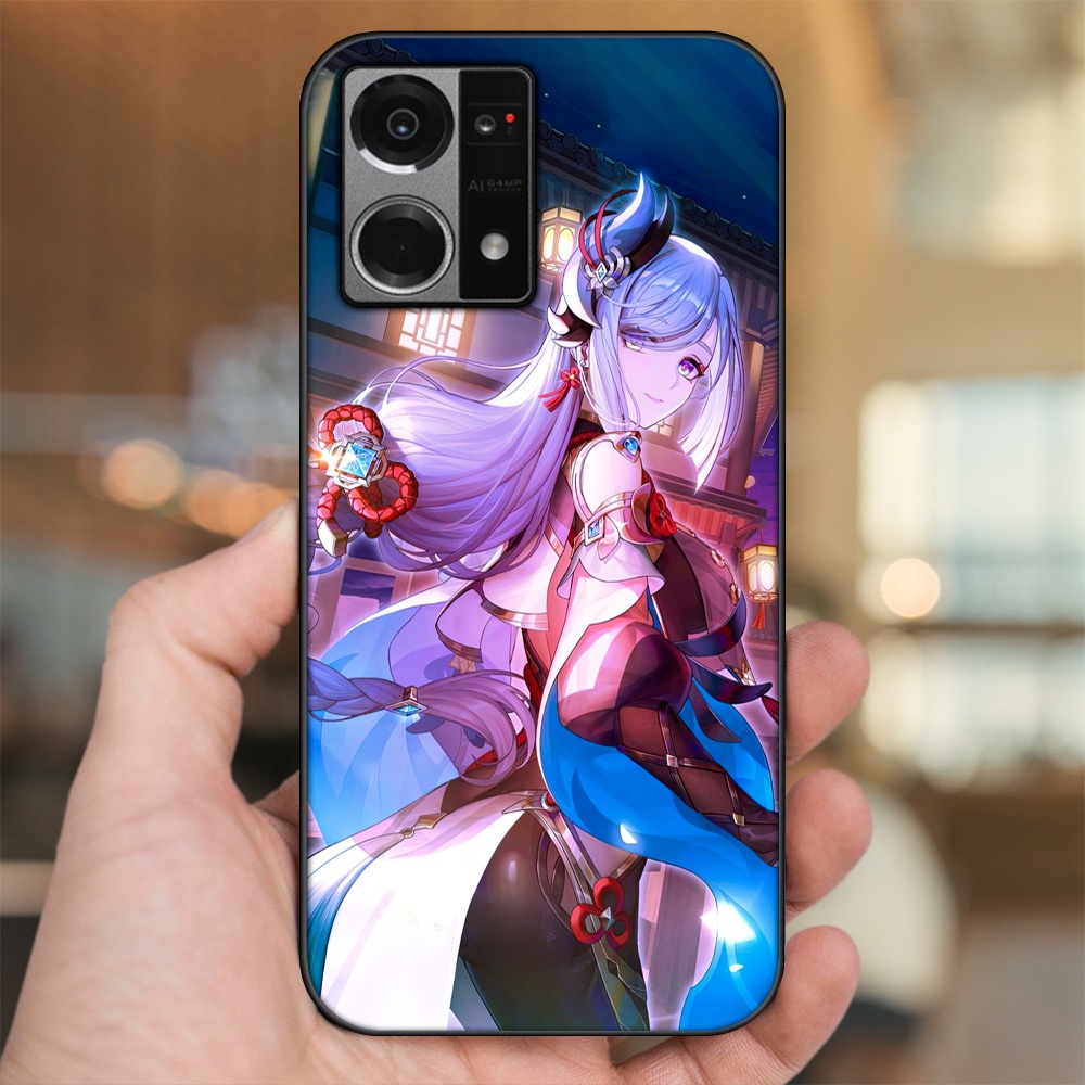 Ốp lưng Oppo Reno 7 4G viền đen in hình Shenhe Genshin Impact