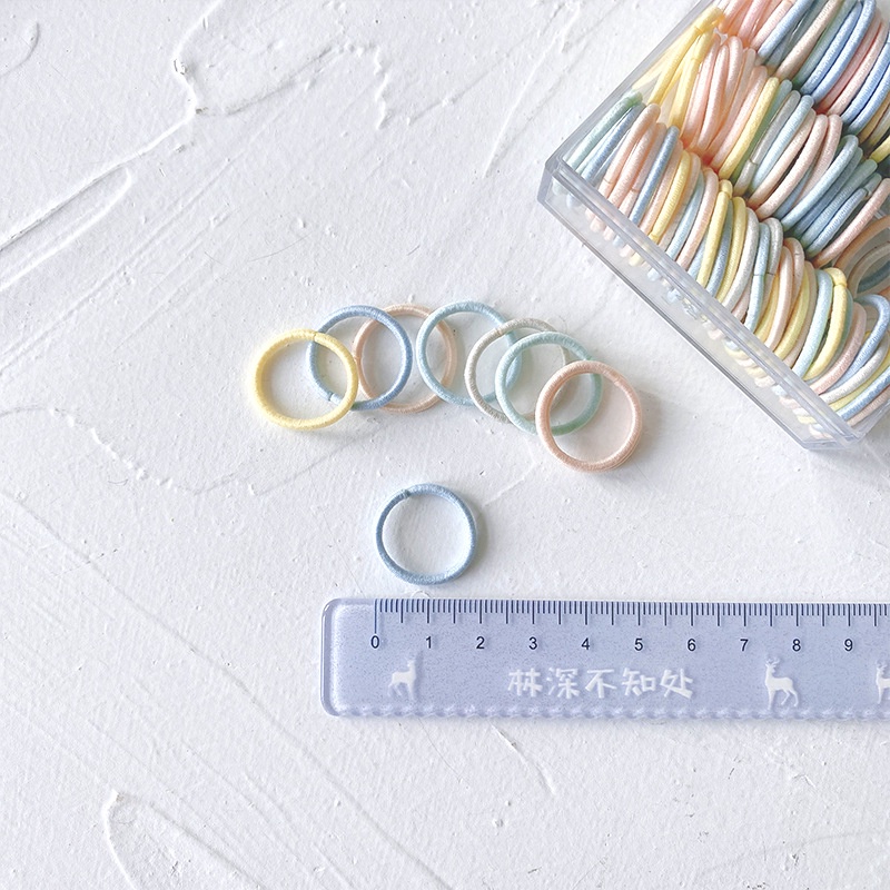 Hộp 90 Dây Buộc Tóc Cao Su Co Giãn Màu Sắc Ngọt Ngào Cho Bé Gái