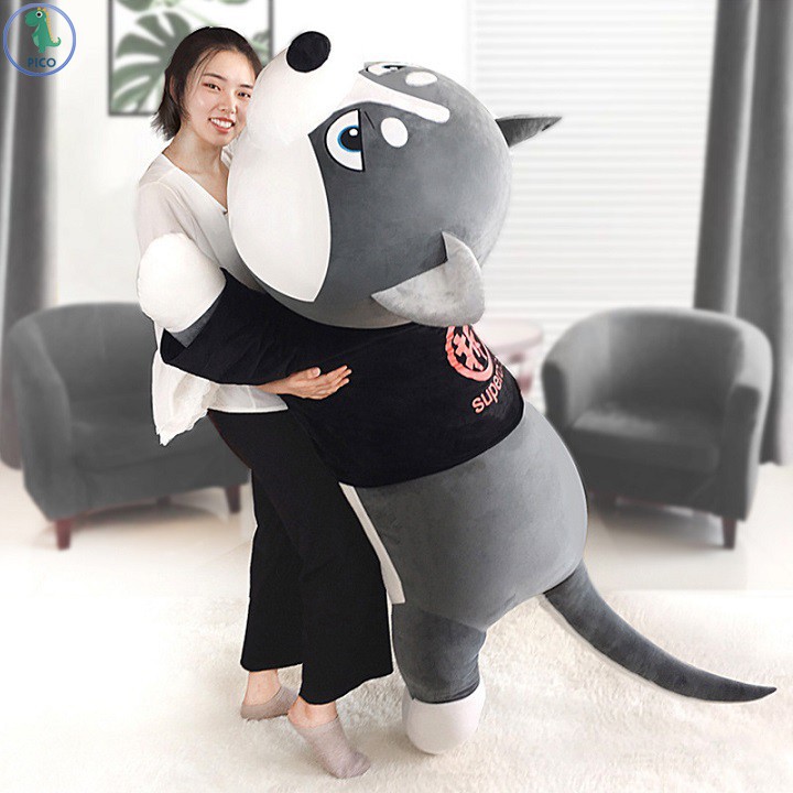 Gấu bông gối ôm chó husky, chó alaska mặc áo len quà tặng bạn gái shop gấu bông béo phì size 1m2 - 1m3 - 1m5