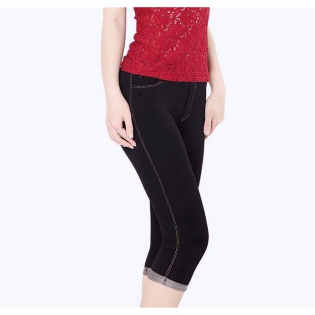 Quần legging giả jean lửng