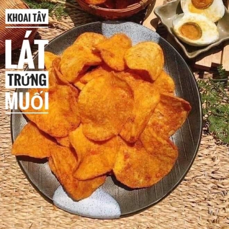 Khoai Tây Lát Lắc Trứng Muối lon 200gram [FREE SHIP] TỪ ĐƠN 50K, [Loại Đặc Biệt] Hàng ngon nhà làm