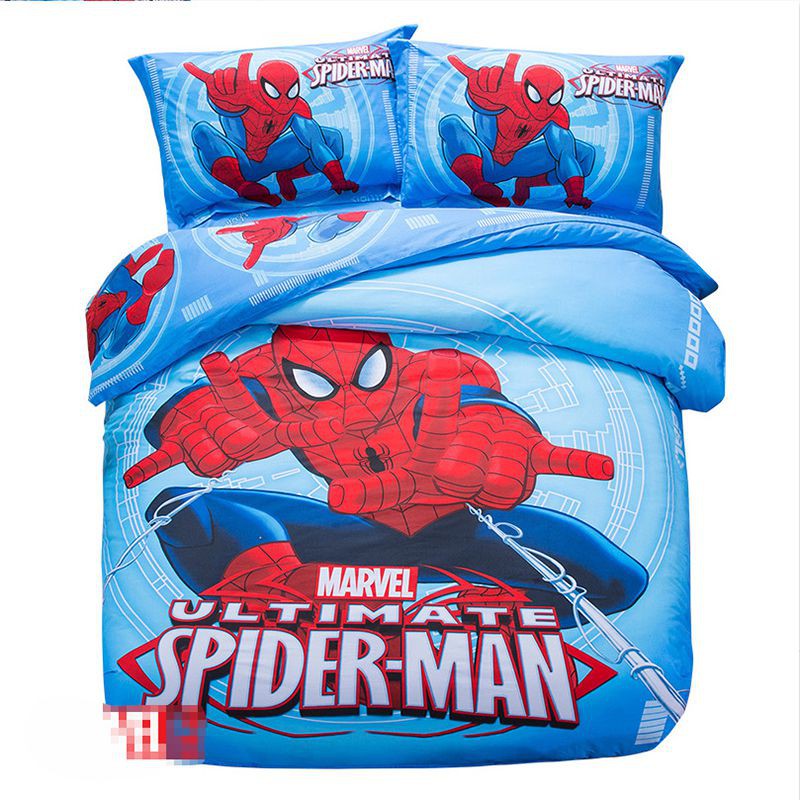 Bộ đồ giường người nhện 3D Bộ chăn bông phủ giường Bộ chăn ga gối