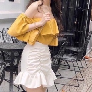 set chân váy đuôi cá + áo trễ vai