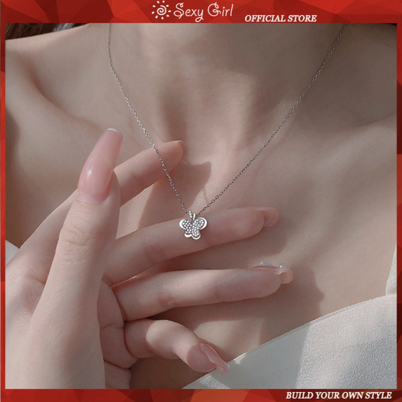 Vòng cổ Mặt Hình Bướm Đính Ngọc Trai Thời Trang Hàn Quốc Cho Nữ