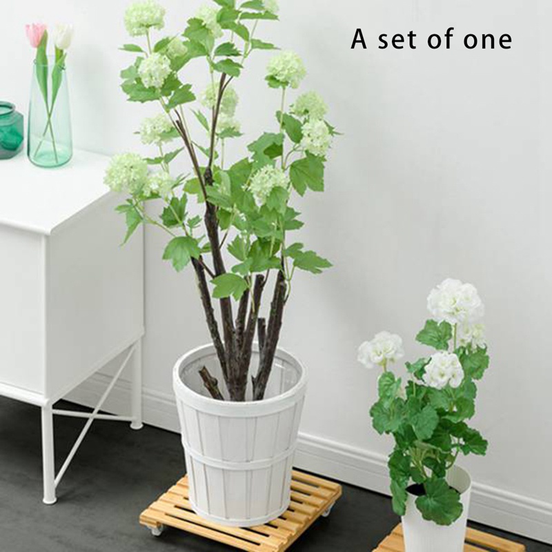 Giá Đỡ Chậu Cây Bằng Tre Có Bánh Xe Lăn Phù Hợp Cho Trồng Cây Ngoài Trời