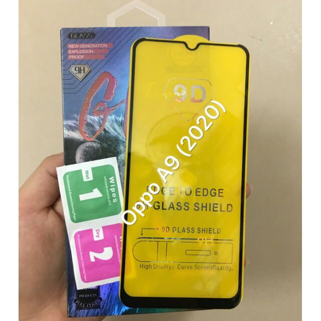 Kính full màn 9D cho Oppo A9 2020( full màn hình+tặng phụ kiện dán)