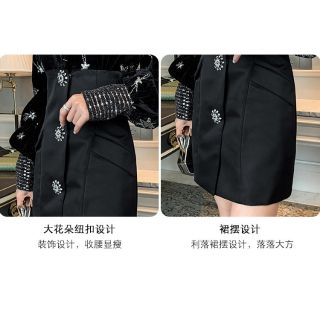 Đầm nhung lụa cổ vest Hoa Pha lê cao cấp  Ord