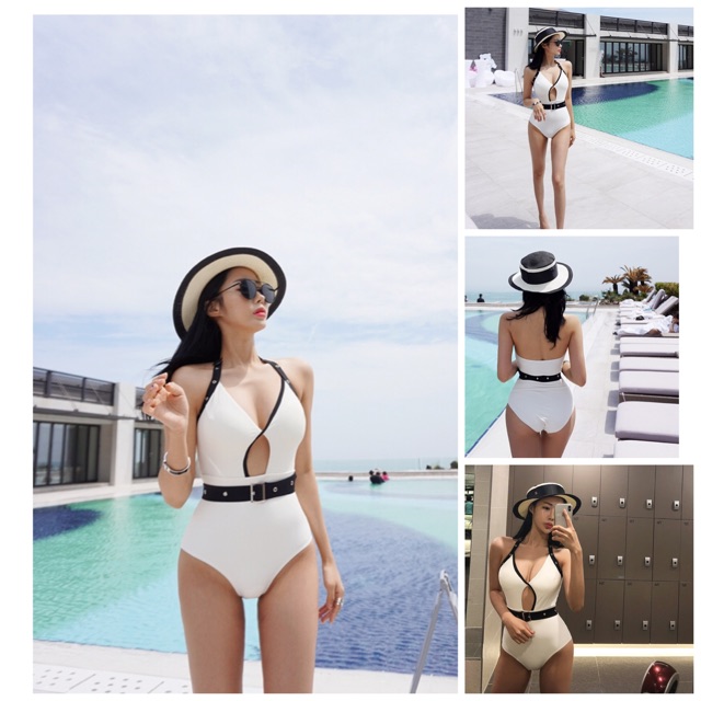 [BKN391] &lt;HÀN&gt; BODYSUIT TRẮNG KÈM BELT KIỂU HÀN