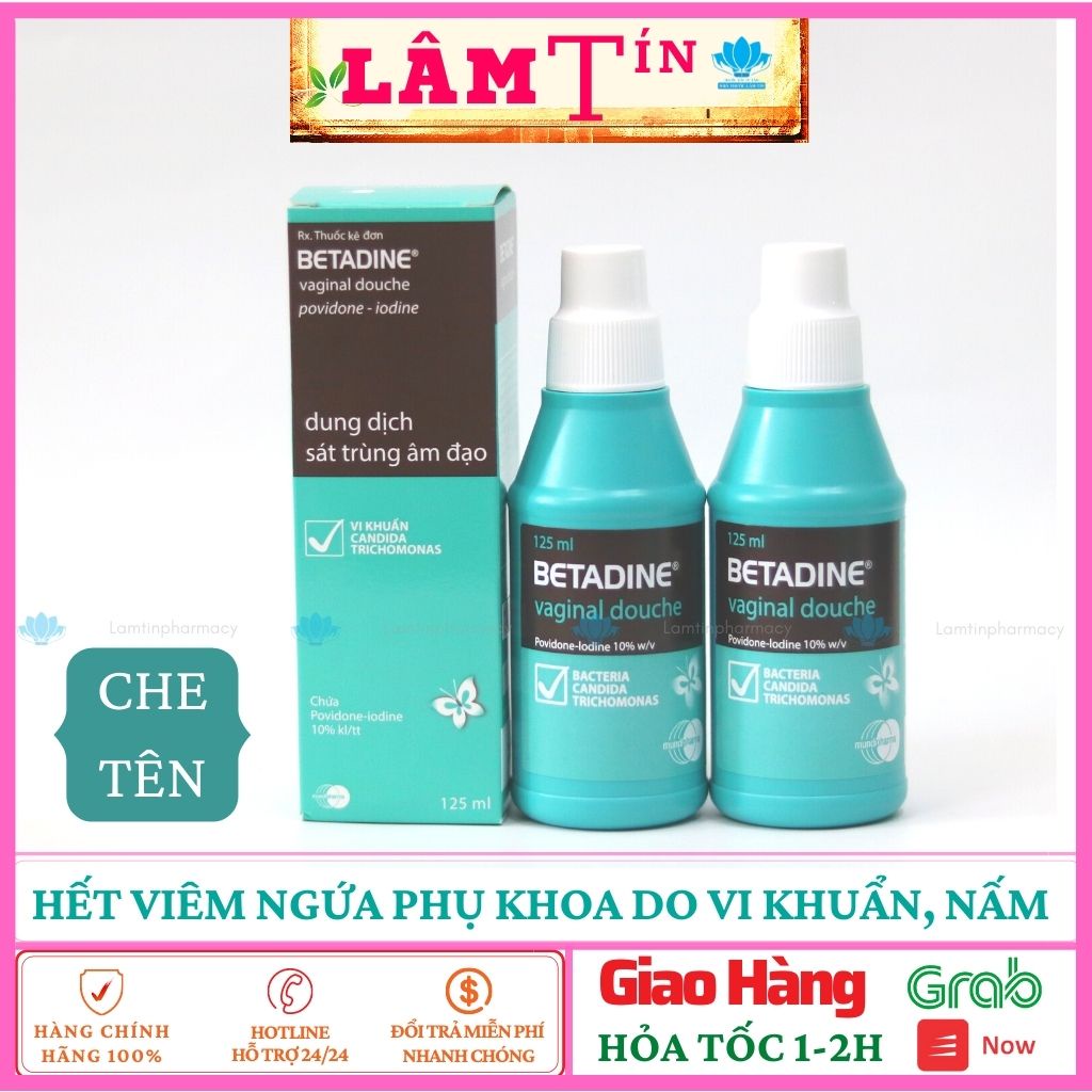 Betadine dung dịch vệ sinh phụ khoa Vaginal Douche, Hỗ trợ viêm, nấm hàng chính hãng Lọ 125ml