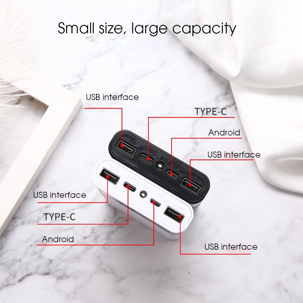 15000mAh DIY Battery Shell Power Bank Box Fast Charging Adapter With Light