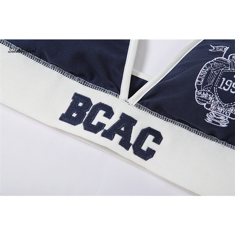 Set Đồ Lót Cổ Chữ V Lưng Thấp Thêu Chữ Màu Sắc Tương Phản Quyến Rũ Thời Trang Cho Nữ 2022