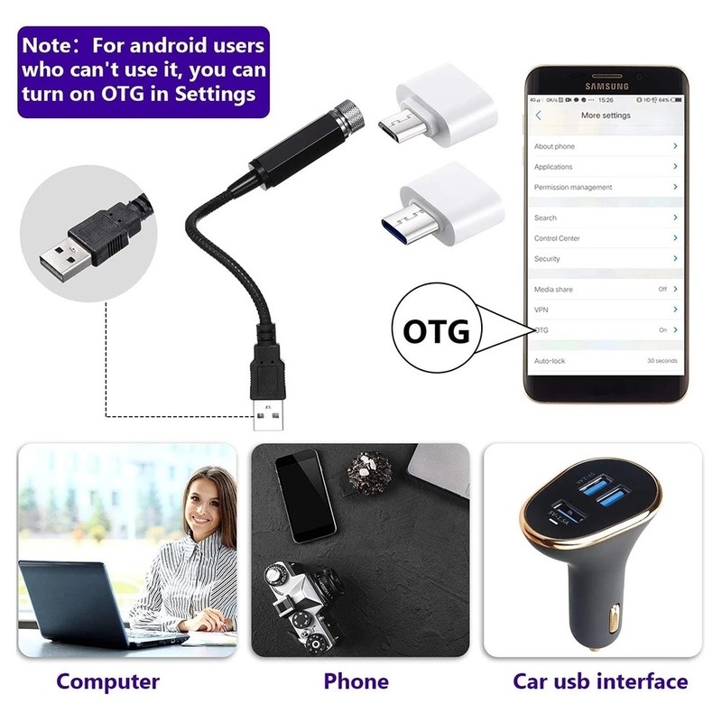 Đèn Chiếu Trần Xe Hơi Tạo Hiệu Ứng Bầu Trời Đầy Sao Lãng Mạn/ Ánh Sáng Ban Đêm/ USB Dành Cho Ô Tô