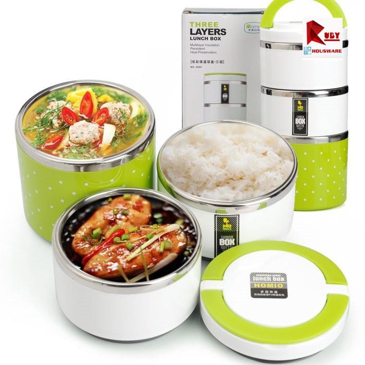 Cặp lồng 3 tầng lõi inox giữ nhiệt [ĐƯỢC CHỌN MÀU]