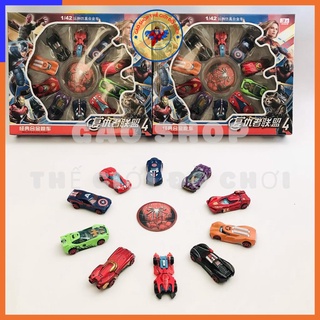 Đồ chơi cho bé hộp 10 xe ô tô sắt Avenger siêu nhân chạy bánh đà cực đẹp