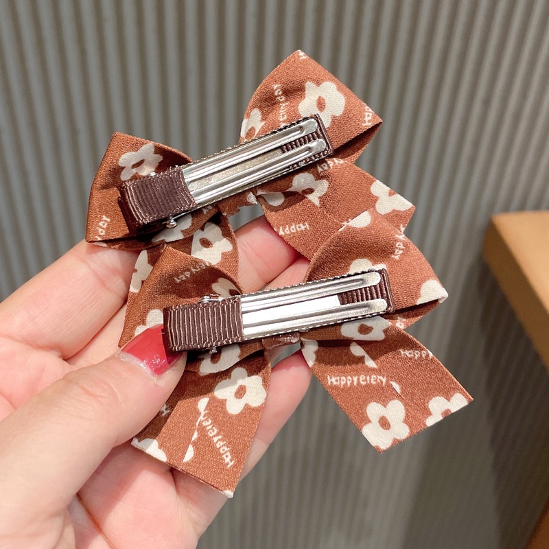 Kẹp Tóc Nơ In Họa Tiết Hoa Phong Cách Hàn Quốc Thời Trang Xinh Xắn Cho Bé Gái