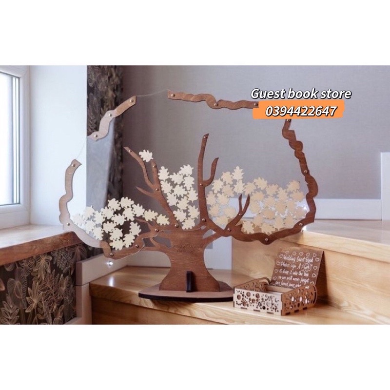 Hộp Thả Tim Gỗ Mẫu Cây Thả Chiếc Lá Ký Tên Size 60Cm| Thao Wedding Guestbook