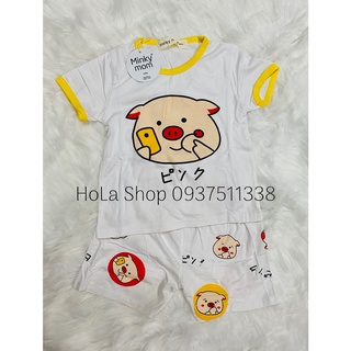 Bộ cộc tay minky mom thun lạnh in hình thú dễ thương th118