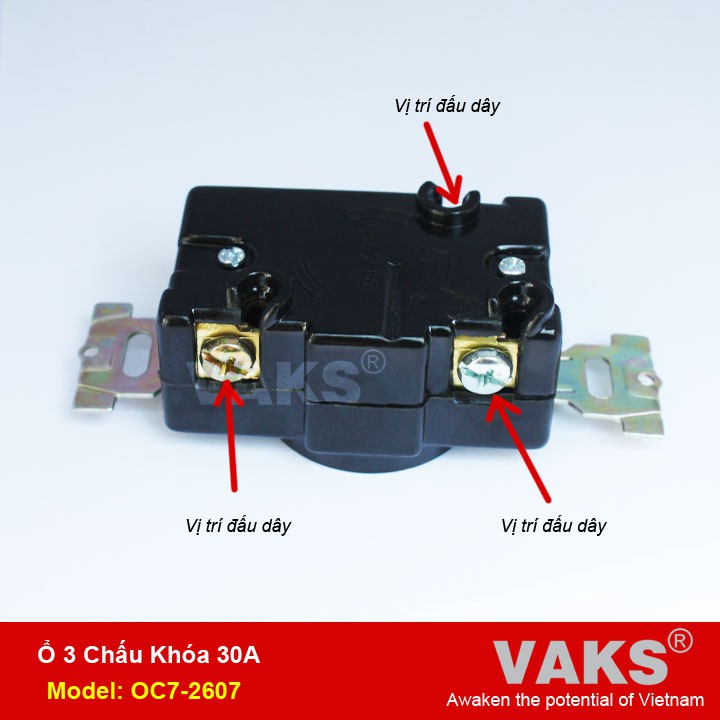 Ổ Cắm Điện Locking 1 Pha 3 Chấu Khóa 30A - OC7-2607 - Dùng Trong Ngành May