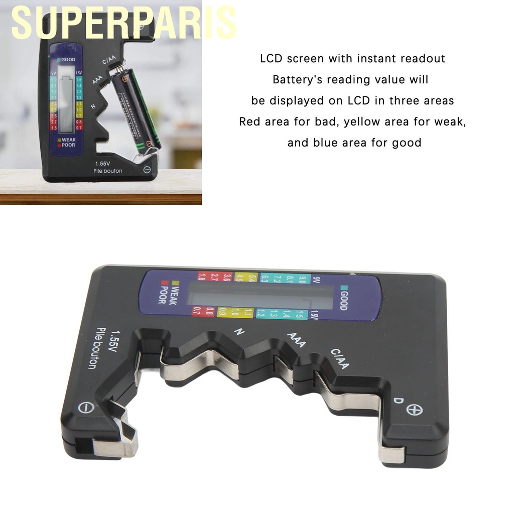 Máy đo dung lượng pin kỹ thuật số công suất phân tích tế bào nút đa năng D C N AAA AA 9V 1.5V