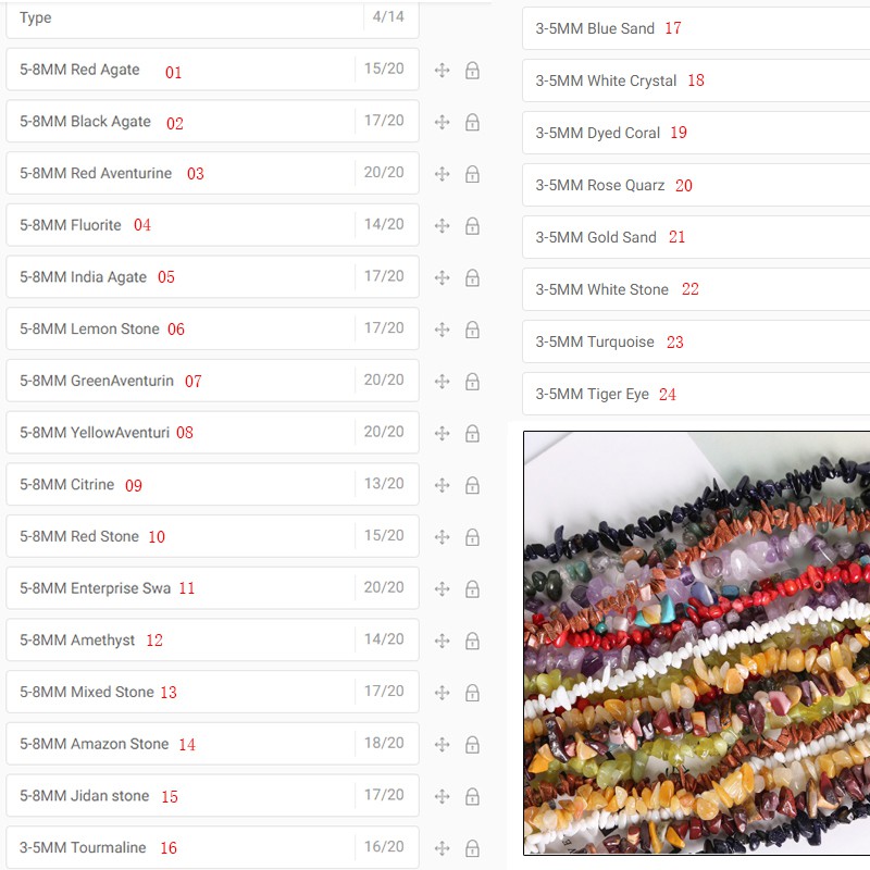 Hạt chip đá nhỏ dùng làm đồ trang sức thủ công 3-5mm/5-8mm