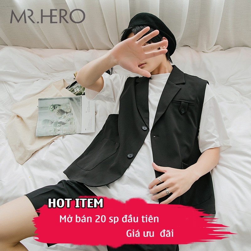 [Mẫu độc] Áo Gile Blazer Unisex, Áo Vest Ghi Lê Khoác Hè Nam Nữ, Không Tay Form Rộng GL01 Phong Cách Hàn Quốc MrHero