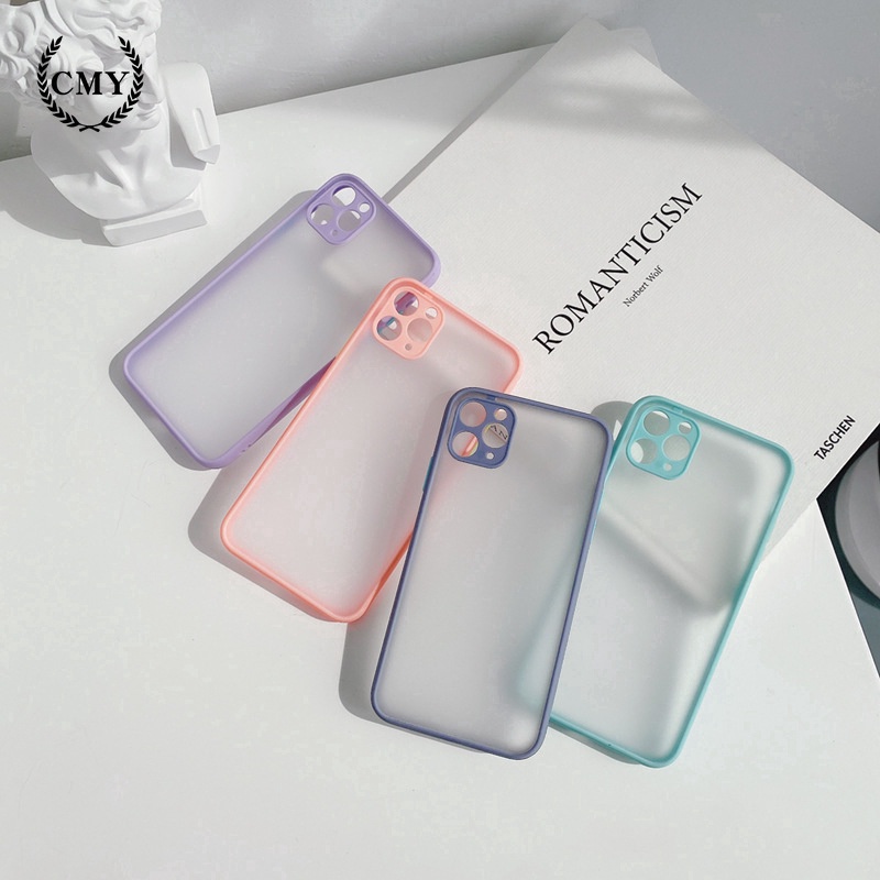 Ốp điện thoại trong mờ viền khác màu độc đáo đẹp mắt cho iPhone11/11Pro 11pro Max X XR XS XS MAX 7 8 plus SE
