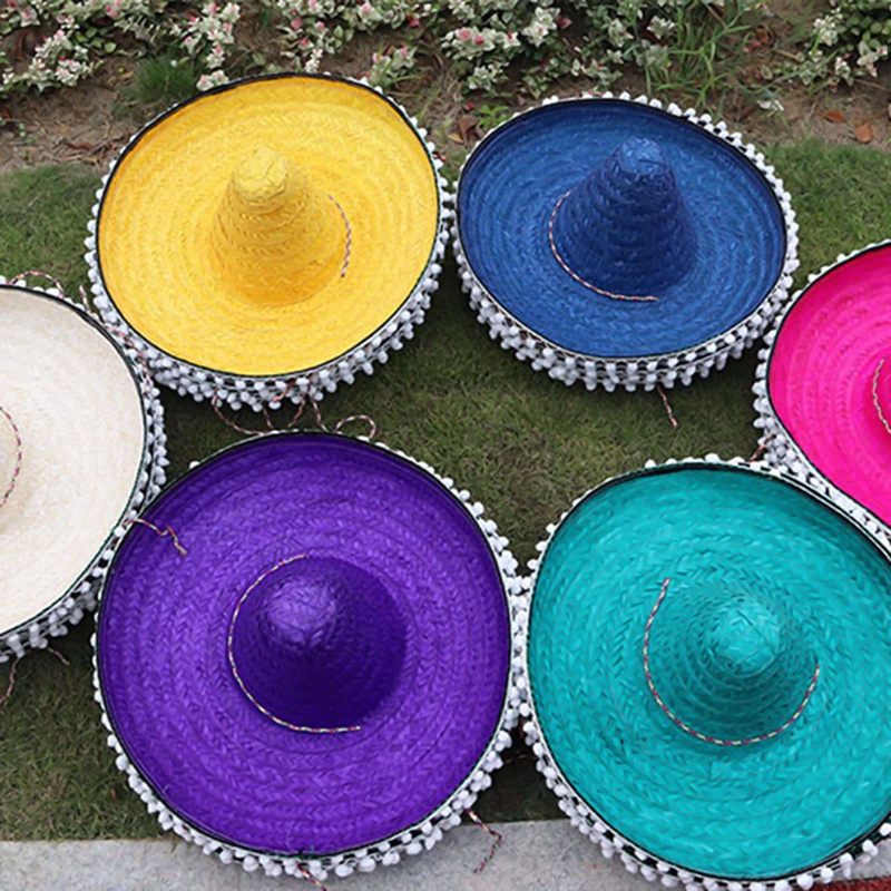 Nón Rơm Vành Rộng Nhiều Màu Sắc Phong Cách Mexico