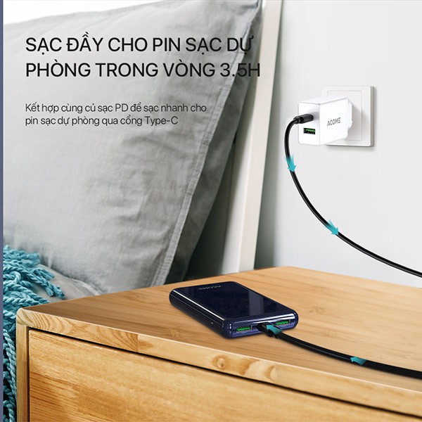 Pin Sạc Dự Phòng 10.000mAh ACOME AP105S Sạc Nhanh 18W PD/QC 3.0 - BẢO HÀNH 12 THÁNG