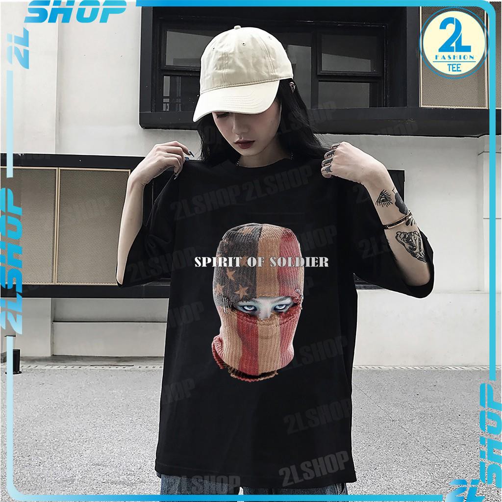 Áo thun form rộng tay lỡ UNISEX mặt nạ Mikenko in hình nổi GD GDRAGON, áo phông nam nữ ngắn tay cổ tròn chất cotton
