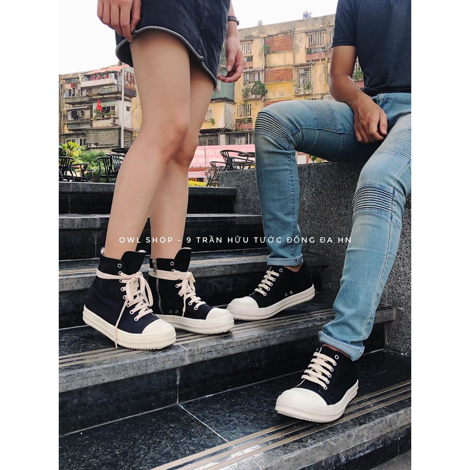Giày Rick Owens ( R.O ) chất lượng 1 1 vải canvas dày dặn đế thơm mùi sữa