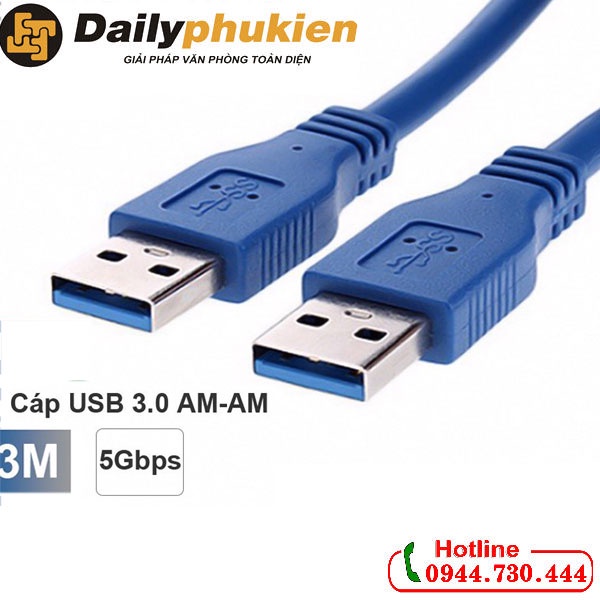 Dây USB 3.0 2 đầu đực dài 3m giá rẻ dailyphukien