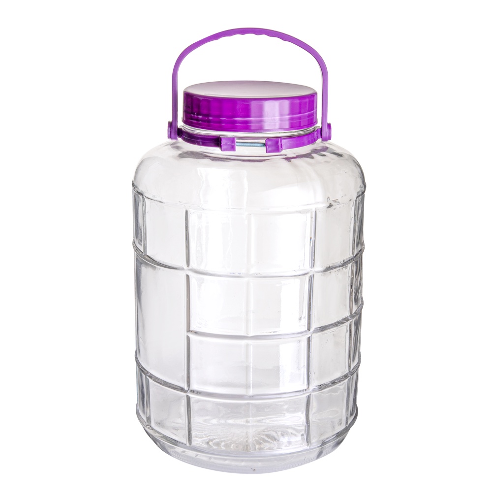 Bình ngâm sọc vuông quai tím thủy tinh LOTUS GLASS VTC098 trong suốt cao cấp, an toàn, dùng để ngâm sâm và trái cây